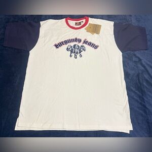 Rare Vtg 90s Hip Hop Burgundy Jeans Brand White Ringer T Shirt Sz XL New W/ Tags